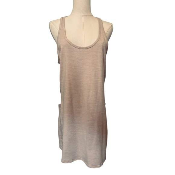 NWT Calvin Klein Large Heathered Pink Racerback Tank Dress Pockets Stretchable - Picture 1 of 16
